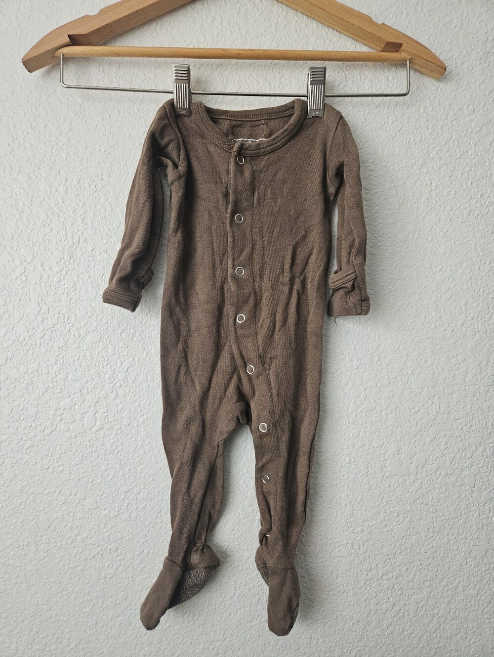 l'oved baby organic cotton brown sleeper, 3 months